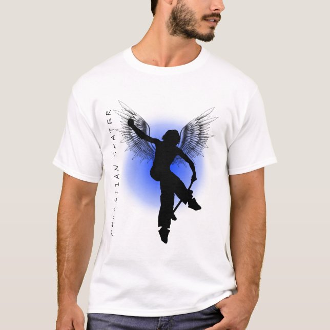 T-shirt Bleu chrétien de patineur (Devant)