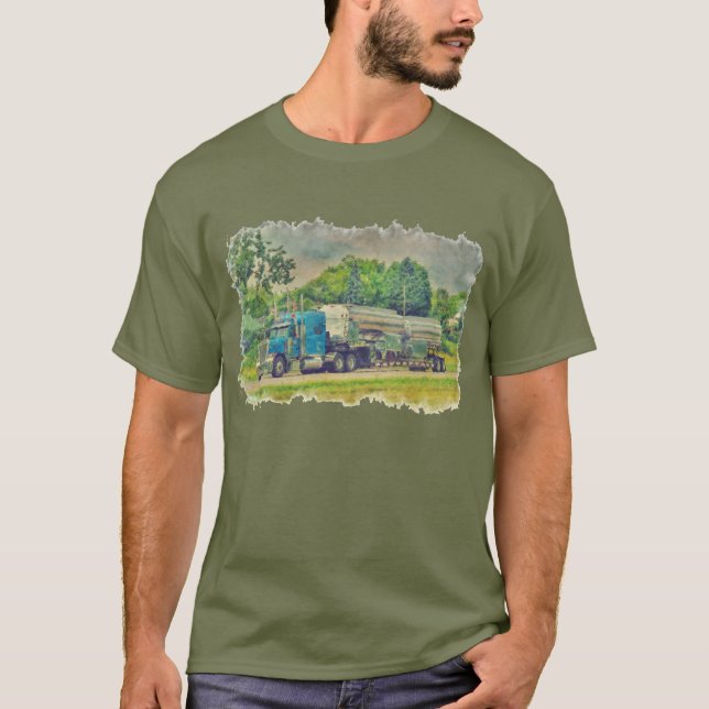 T-shirt Bleu Cisterne camion conducteur de camion (Devant)