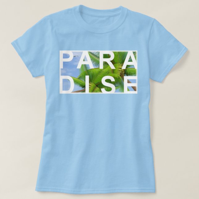 T-shirt Bleu clair Trendy Holiday Palms Sky Modèle Cute (Design devant)