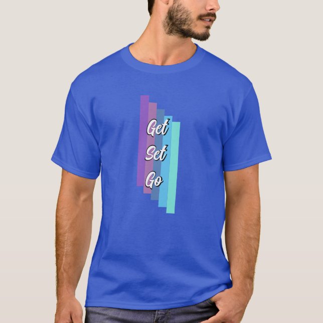 T-shirt bleu couleur avec cool design actif (Devant)