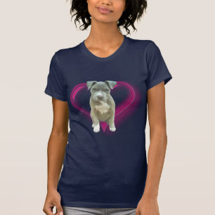 T-shirt bleu de chiot de pitbull