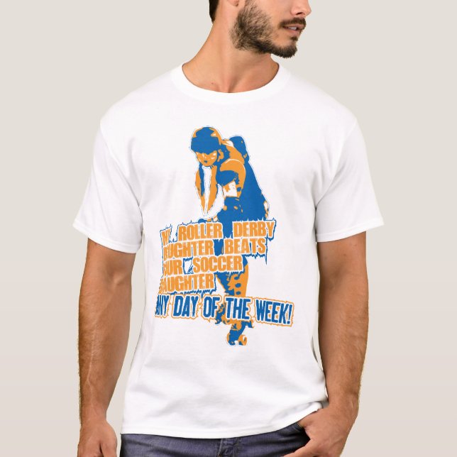 T-shirt Bleu de fille de Derby de rouleau (Devant)