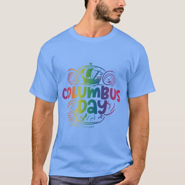 T-shirt bleu de la Caroline du Jour de Columbus (Devant)