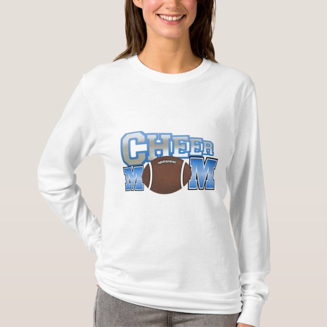 T-shirt bleu de maman d'acclamation du football (Devant)
