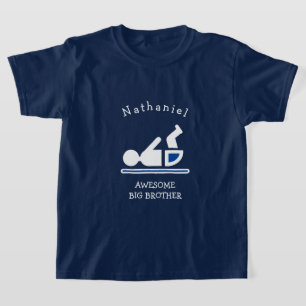 T-shirt Bleu de marine personnalisé AWESOME GRAND FRÈRE
