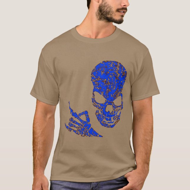 T-shirt Bleu de métaux lourds de crâne (Devant)