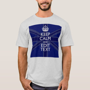 T-shirt Bleu de minuit Gardez le calme et votre texte Unio