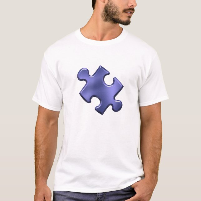 T-shirt Bleu de morceau de puzzle d'autisme (Devant)