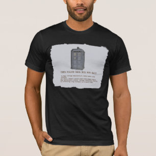 T-shirt bleu de parodie de cabine téléphonique de