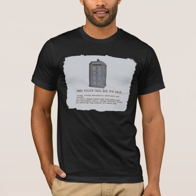 T-shirt bleu de parodie de cabine téléphonique de (Devant)