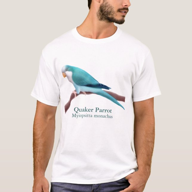 T-shirt bleu de perroquet de quaker (Devant)