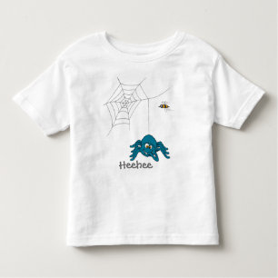 T-shirt bleu d'enfants d'araignée et de mouche
