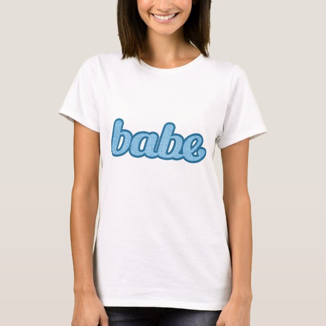 t-shirt bleu dénim mignon et "babe" (Devant)