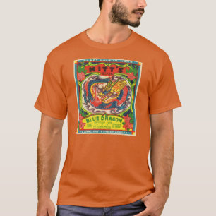 T-shirt bleu d'étiquette de dragon