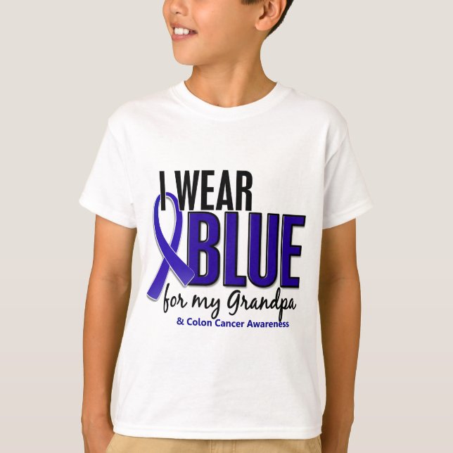 T-shirt Bleu d'usage du cancer du colon I pour mon (Devant)