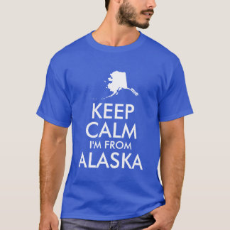 T-shirt Bleu et blanc Garder le calme Je suis d'Alaska