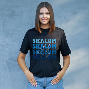 T-shirt Bleu et blanc Hébreu Shalom Paix