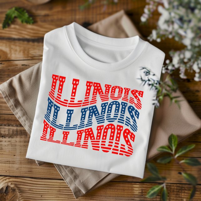 T-shirt bleu et rouge de l'Illinois patriotique (Créateur téléchargé)