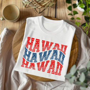 T-shirt bleu et rouge hawaïen patriotique