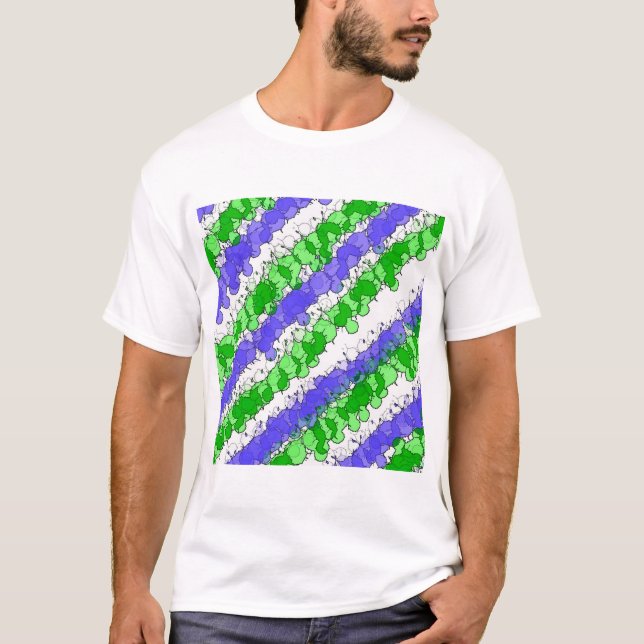 T-shirt Bleu et vert tache détendu (Devant)