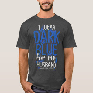 T-shirt Bleu foncé Ruban Cancer du Mari Lutte Colorectal