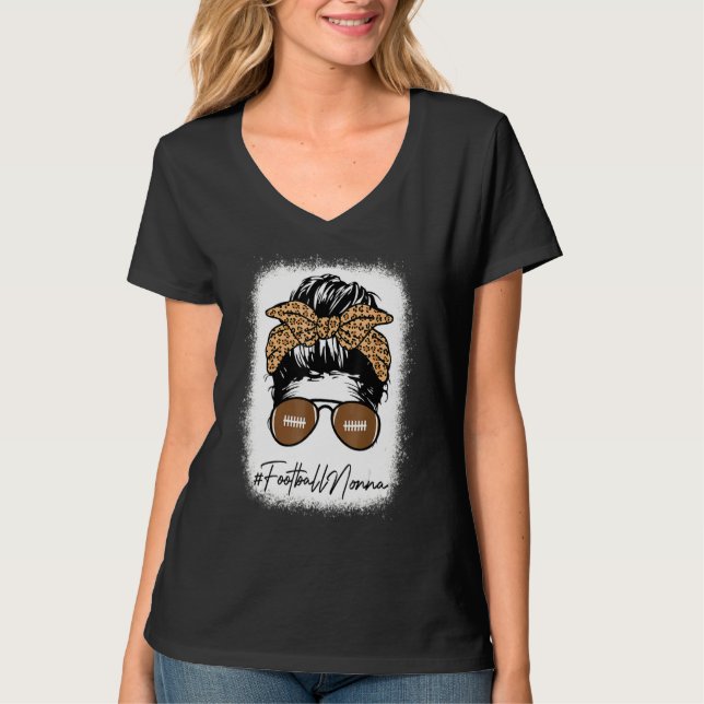 T-shirt Bleu Football Nonna Life avec Leopard Messy Bu (Devant)