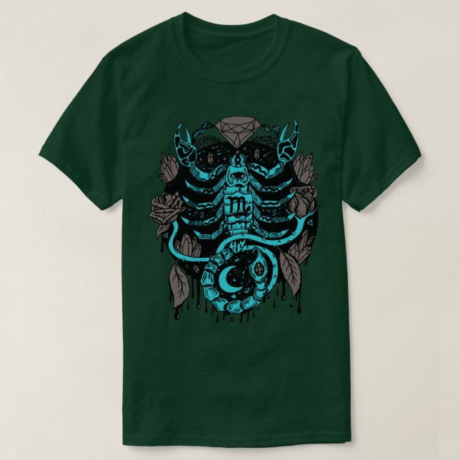 T-shirt Bleu Gris Mystique Scorpio Zodiac (Design devant)