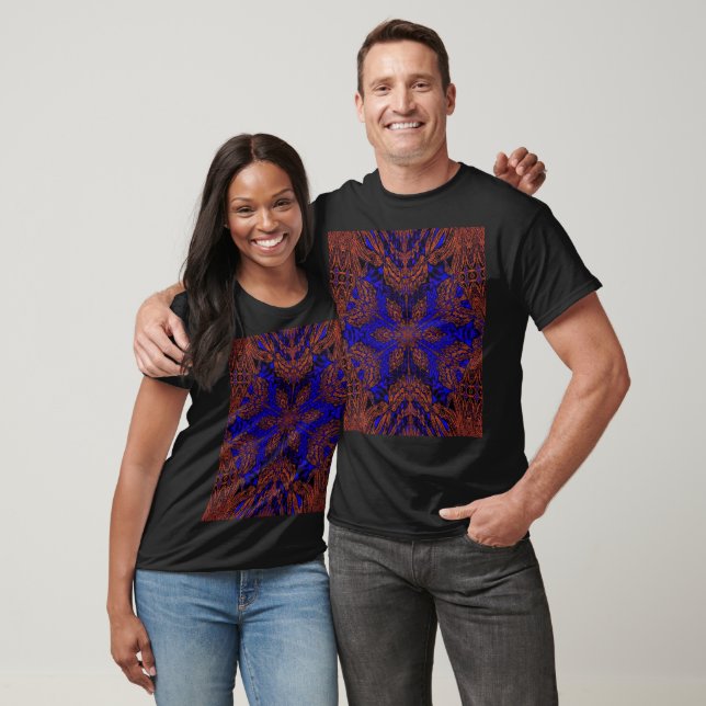 T-shirt Bleu Jasmin Bohème Abstrait Floral Graphisme (Unisexe)