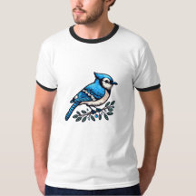 T-shirt bleu Jay bird Basic Ringer