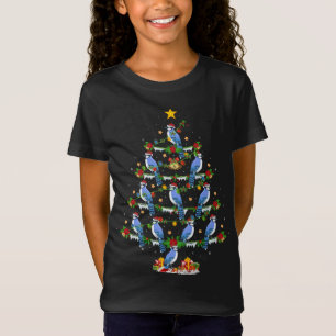 T-Shirt Bleu Jay Oiseau Amant Noël Lumière Jay Bleu Noël