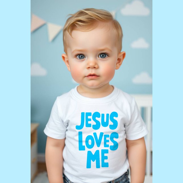T-shirt bleu "Jésus m'aime" pour bébé (Créateur téléchargé)