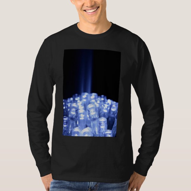 T-shirt Bleu LED lumières closeuse avec faisceau lumineux (Devant)