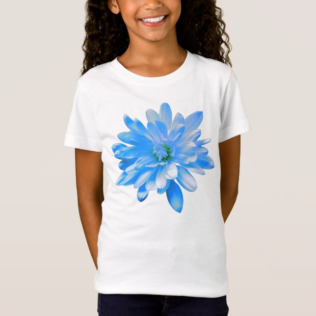 T-Shirt Bleu marguerite, photo à fleurs rétro (Devant)