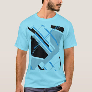 T-shirt Bleu noir gris MCM Look Gras Géométrique Abstrait