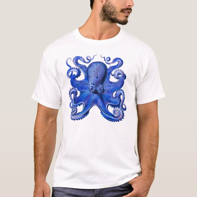 T-shirt Bleu octopique de Haeckel (Devant)