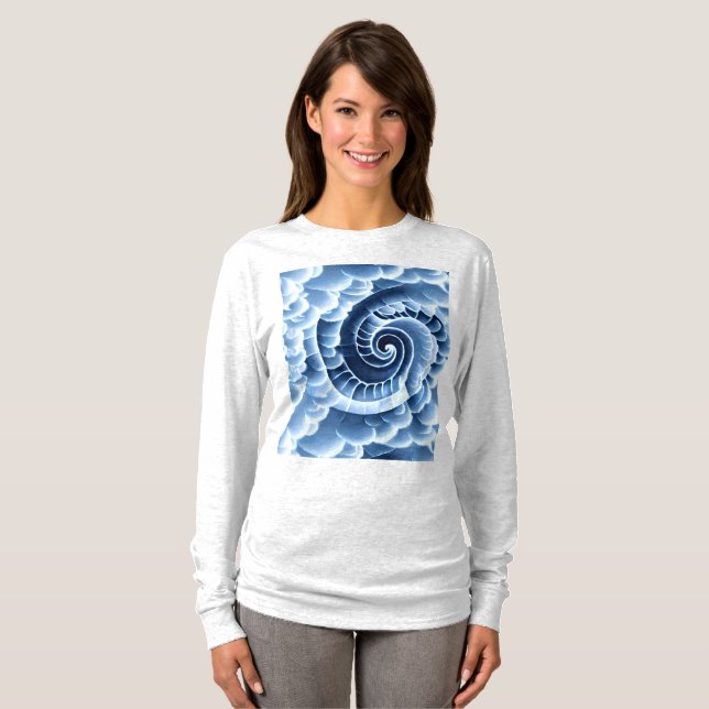 T-shirt Bleu Onde Long Manche Tee (Devant entier)