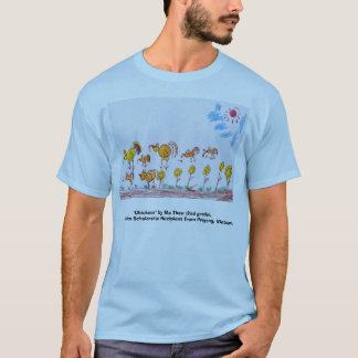 T-SHIRT BLEU "poulets" (IMAGE DANS l'AVANT)
