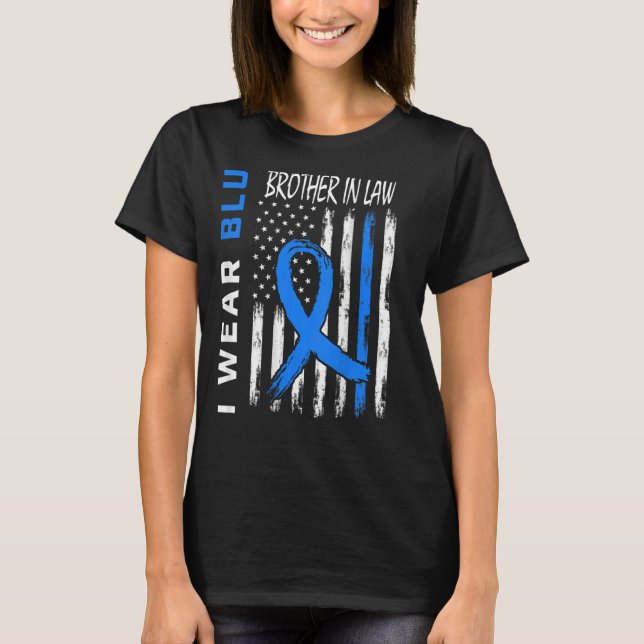 T-shirt Bleu Pour Frère En Droit Indicateur De Sensibilisa (Devant)
