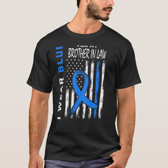 T-shirt Bleu Pour Frère En Droit Indicateur De Sensibilisa (Devant)