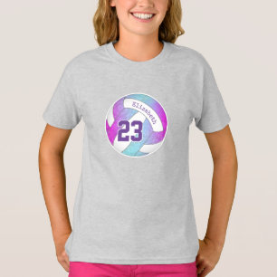 T-shirt bleu rose violet artsy filles volleyball