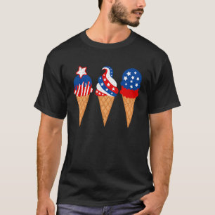 T-shirt Bleu Rouge blanc crème glacée drapeau américain 4