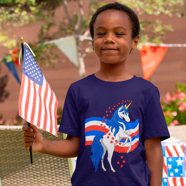 T-shirt Bleu rouge Mane Unicorne américaine (Créateur téléchargé)