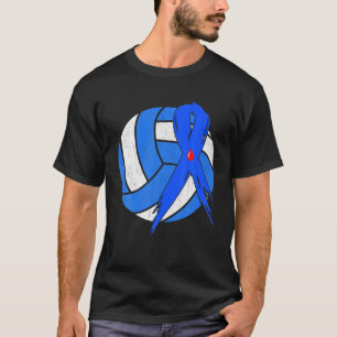T-shirt Bleu Ruban Volleyball Diabète Guerrier de sensibil