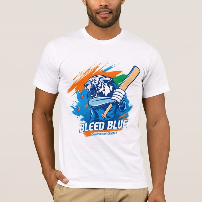 T-shirt bleu saigné pour hommes (Devant)