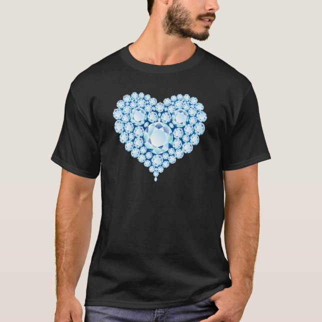 T-shirt Bleu Sapphire Gems Coeur (Devant)