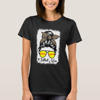 T-shirt Bleu Softball Maman Vie Leopard Messy Bow 2