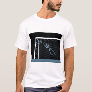 T-SHIRT BLEU SQUELETTIQUE DE GARDIEN DE BUT DU FOOTBALL DE
