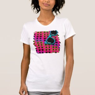 T-shirt Bleu sur Lunettes de soleil roses Neon Retro Desig