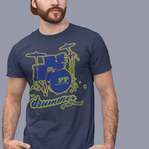 T-shirt Bleu tambours Cool RockTee personnalisé