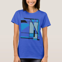 T-shirt Bleu Turquoise Mosaïque noire MCM Look Géométrique